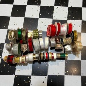 47 Rolls of Christmas/Holiday Ribbon - New & Vintage Lot for Crafts Packages
